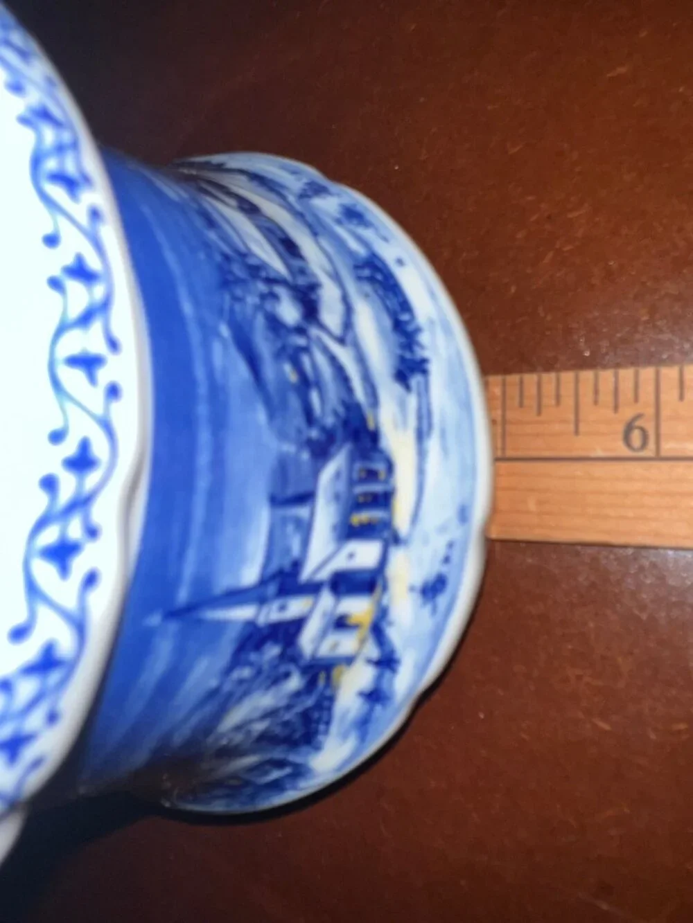 Porcelain Oil Base Lamp Base Vintage 1980 Blue Winters Eve Lamplight Farms Limit